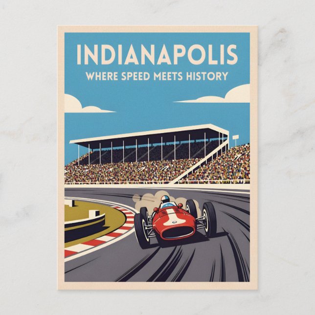 Vintage Travel Indianapolis Indiana Retro Racing Postkarte (Vorderseite)