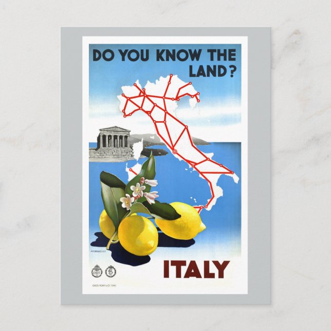 Vintage Travel Italien Postkarte (Vorderseite)