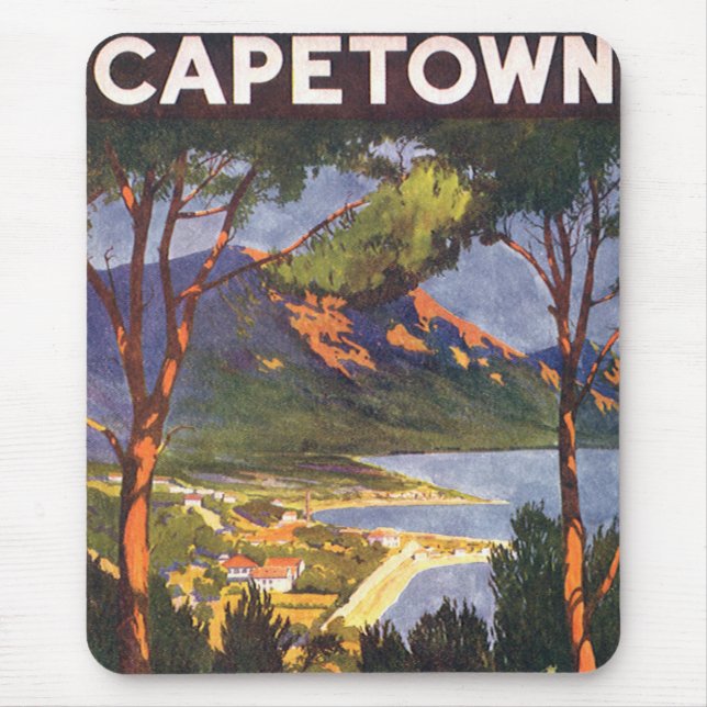 Vintage Travel, Kapstadt, eine Stadt in Südafrika Mousepad (Vorne)
