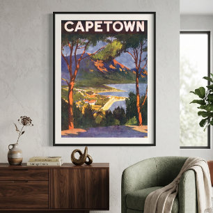 Vintage Travel, Kapstadt, eine Stadt in Südafrika Poster