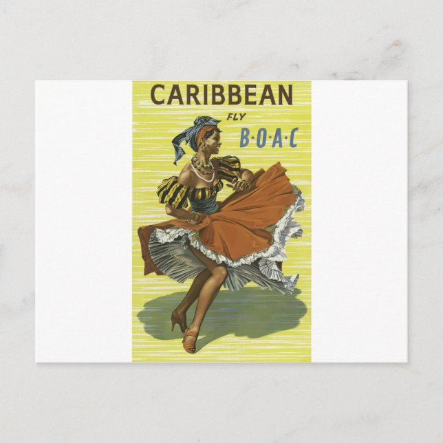 Vintage Travel Karibik Postkarte (Vorderseite)
