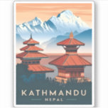 Vintage Travel Kathmandu Nepal Temple Retro Landsc Aufkleber<br><div class="desc">Erleben Sie Kathmandu auf einer Reise und erleben Sie die lebendige Kultur Nepals mit diesem faszinierenden Retro-Reise-inspiriert Design. Inmitten nostalgischer Farben und Vintagen Charmes vereint dieses Stück die nepalesische Architektur in einem minimalistischen Retro-Stil,  der die Ästhetik der Mitte des Jahrhunderts mit einer modernen Drehung verbindet.</div>