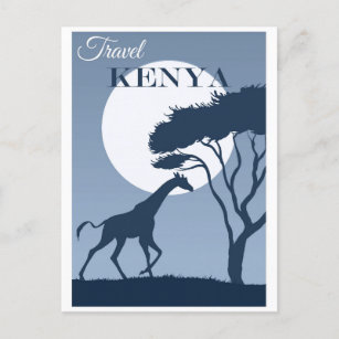 Vintage Travel Kenya Africa Giraffe Postkarte