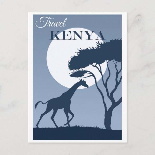 Vintage Travel Kenya Africa Giraffe Postkarte (Vorderseite)