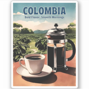 Vintage Travel Kolumbien Kaffeehaus Retro Graphic Aufkleber