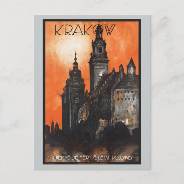 Vintage Travel Krakau - Polen Eisenbahn Postkarte (Vorderseite)