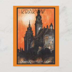 Vintage Travel Krakau - Polen Eisenbahn Postkarte