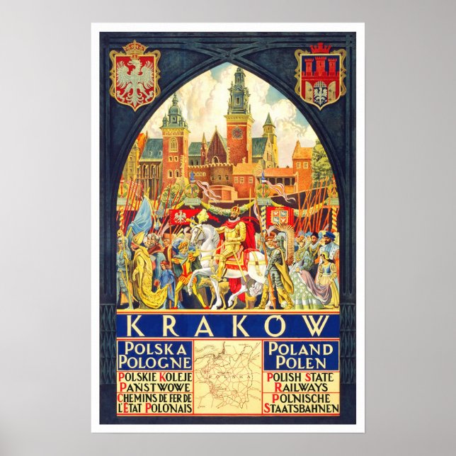 Vintage travel, Krakau Poster (Vorne)