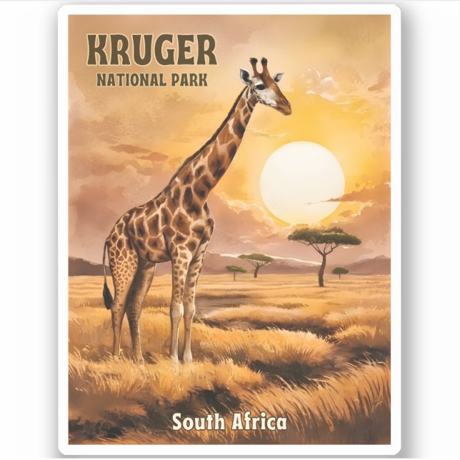 Vintage Travel Krüger Nationalpark Südafrika Aufkleber (Vorderseite)