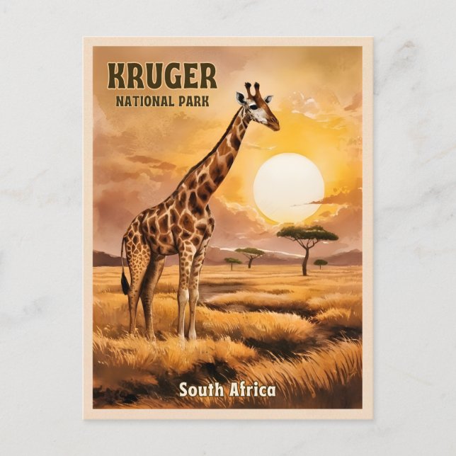 Vintage Travel Krüger Nationalpark Südafrika Postkarte (Vorderseite)