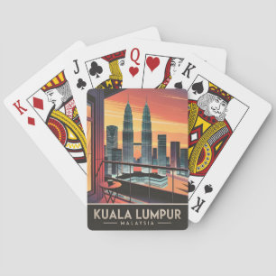 Vintage Travel Kuala Lumpur Malaysia Sunset Retro Spielkarten