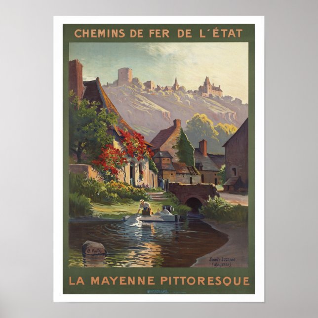 Vintage Travel La Mayenne Pittoresque Frankreich Poster (Vorne)