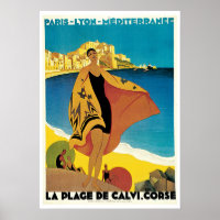 Vintage Travel, La Plage De Calvi Frankreich