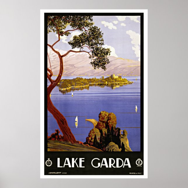 Vintage Travel Lake Garda Italien Poster (Vorne)