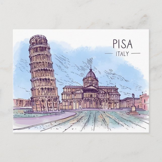 Vintage Travel Leaning Tower of Pisa Retro Postkarte (Vorderseite)
