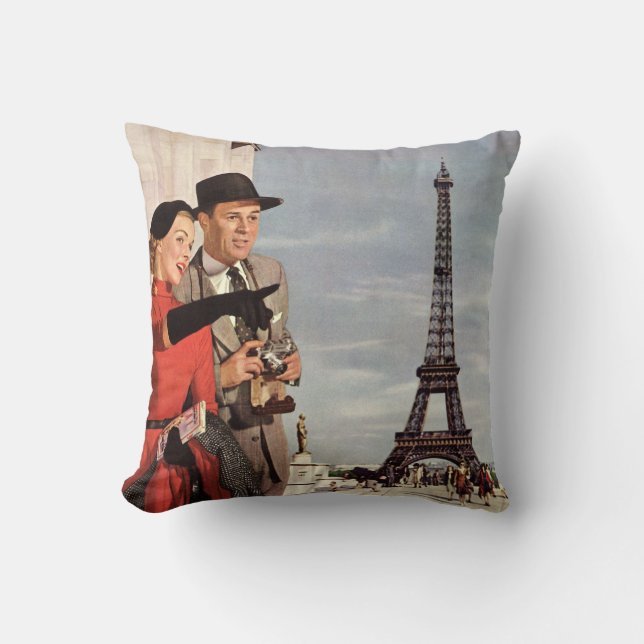 Vintage Travel - Liebhaber von Paris Kissen (Vorderseite)