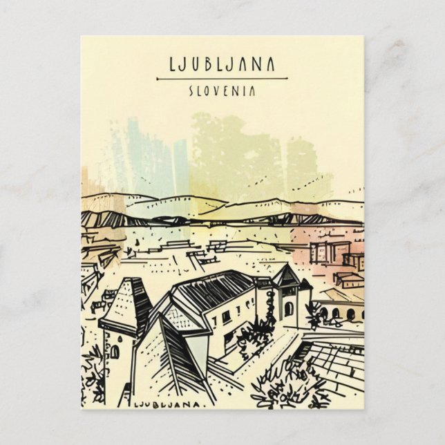 Vintage Travel Ljubljana Slowenien Retro Postkarte (Vorderseite)
