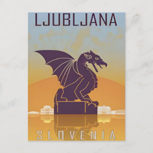 Vintage Travel Ljubljana Slowenien Retro Postkarte