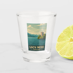 Vintage Travel Loch Ness Scotland Retro Landschaft Schnapsglas