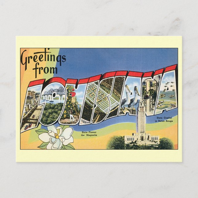 Vintage Travel, Louisiana, Adresswechsel Ankündigungspostkarte (Vorderseite)