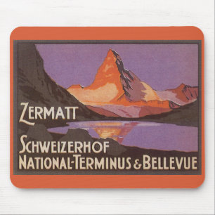 Vintage Travel, Matterhorn Berg in der Schweiz Mousepad