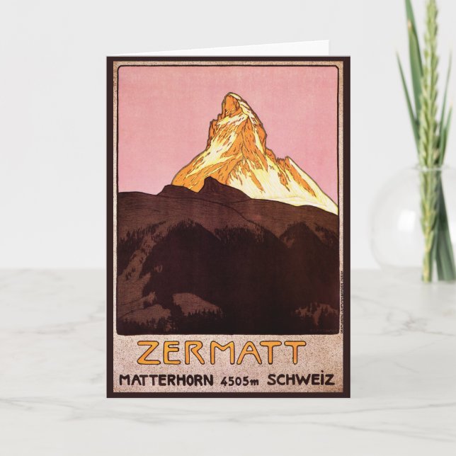 Vintage Travel, Matterhorn Mountain, Schweiz Karte (Vorderseite)