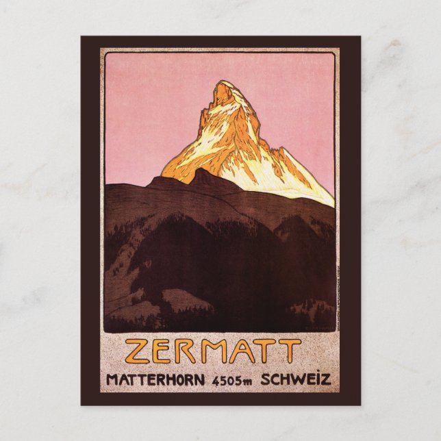 Vintage Travel, Matterhorn Mountain, Schweiz Postkarte (Vorderseite)