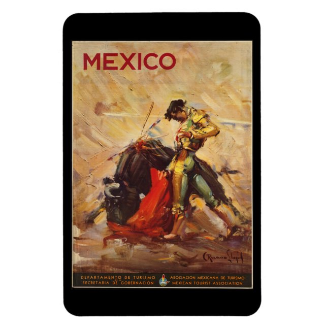 Vintage Travel Mexico Bull Kämpfen Matador Magnet (Vertikal)