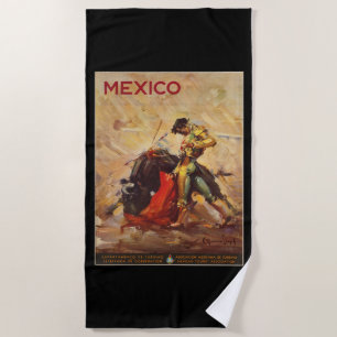 Vintage Travel Mexico Bull Kämpfen Matador Strandtuch