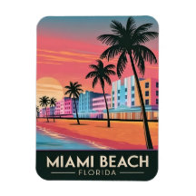 Vintage Travel Miami Beach Florida Sunset Seaside