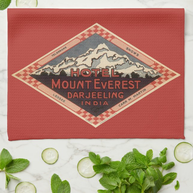 Vintage Travel, Mount Everest, Darjeeling Indien Geschirrtuch (Gefaltet)