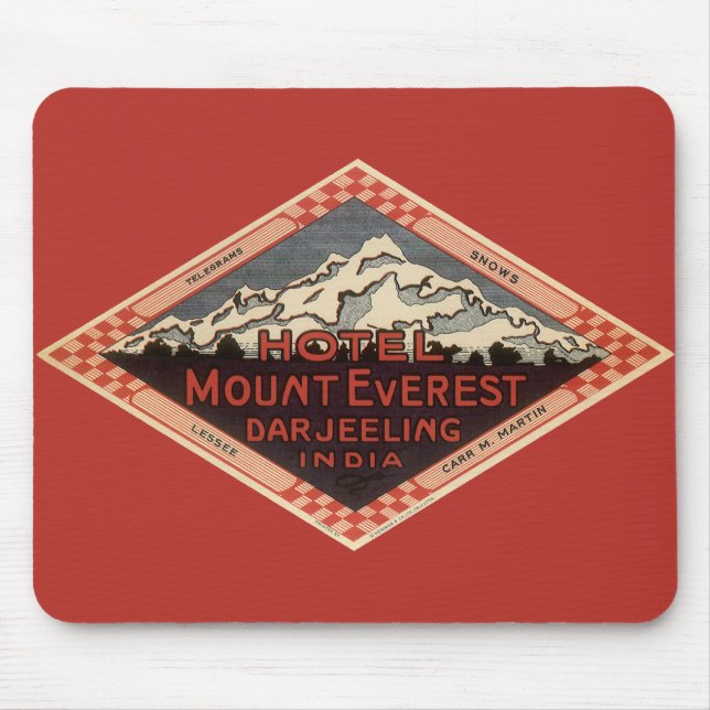 Vintage Travel, Mount Everest, Darjeeling Indien Mousepad (Vorne)