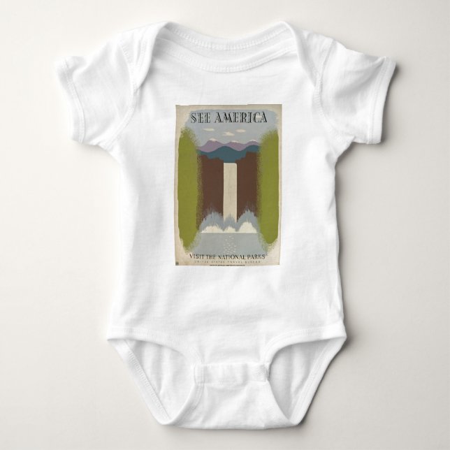 Vintage Travel National Parks Baby Strampler (Vorderseite)