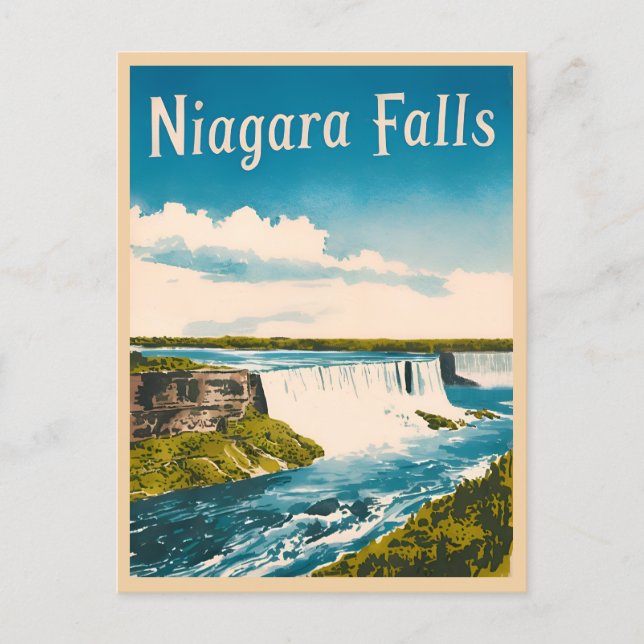 Vintage Travel Niagara Falls Retro Landschaftlich Postkarte (Vorderseite)