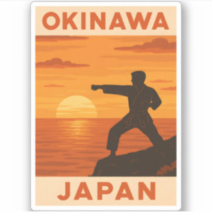 Vintage Travel Okinawa Japan Karate Retro Sunset Aufkleber