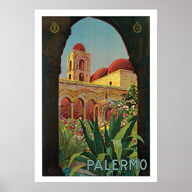 Vintage Travel, Palermo Italien Poster (Vorne)