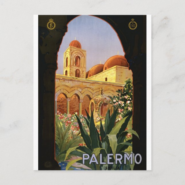 Vintage Travel Palermo Italien Postkarte (Vorderseite)