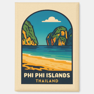 Vintage Travel Phi Phi Islands Thailand Beach Magnet