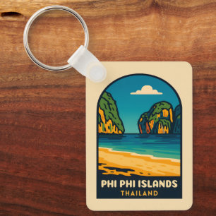 Vintage Travel Phi Phi Islands Thailand Beach Schlüsselanhänger