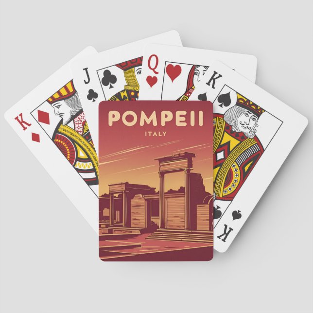 Vintage Travel Pompeii Italien Retro Graphic Spielkarten (Rückseite)