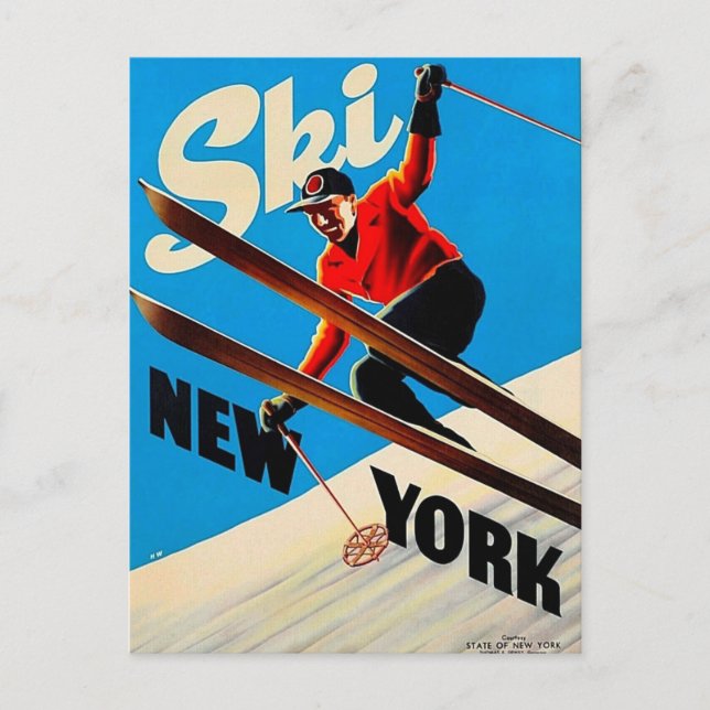 Vintage Travel Postcard - Ski New York Postkarte (Vorderseite)