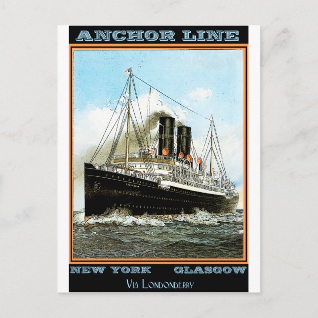 Vintage Travel Poster: Ankerlinie Postkarte (Vorderseite)