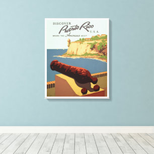 Vintage Travel Poster Art, Entdecken Sie Puerto Ri Leinwanddruck