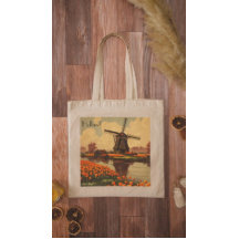 Vintage Travel Poster aus Holland, Tulpen und Mühl