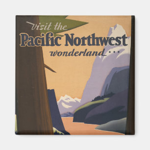 Vintage Travel Poster Ausblick auf die Berge Magnet
