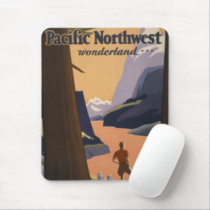 Vintage Travel Poster Ausblick auf die Berge Mousepad