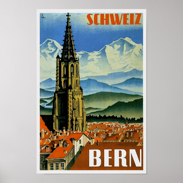 Vintage Travel Poster Bern Switzerland (Vorne)