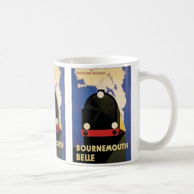 Vintage Travel Poster, Bournemouth Belle Train Kaffeetasse (Rechts)