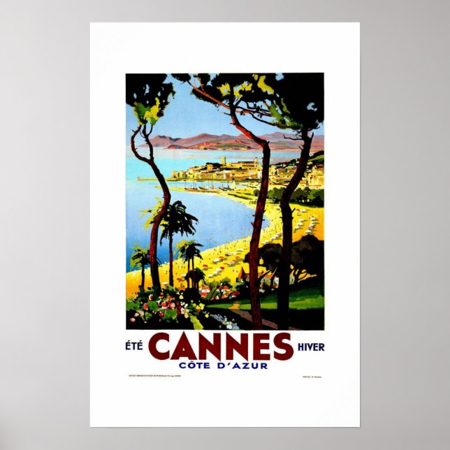 Vintage Travel Poster Cannes Frankreich (Vorne)