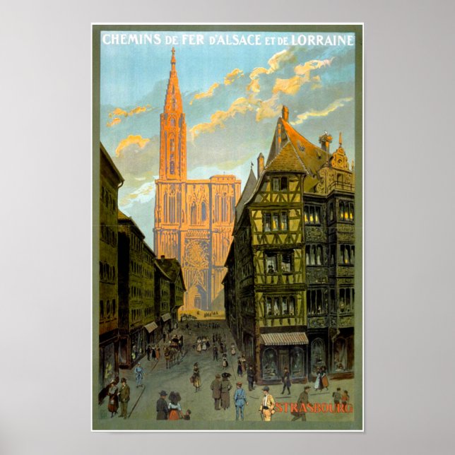 Vintage Travel Poster Cathedral Straßburg Frankrei (Vorne)